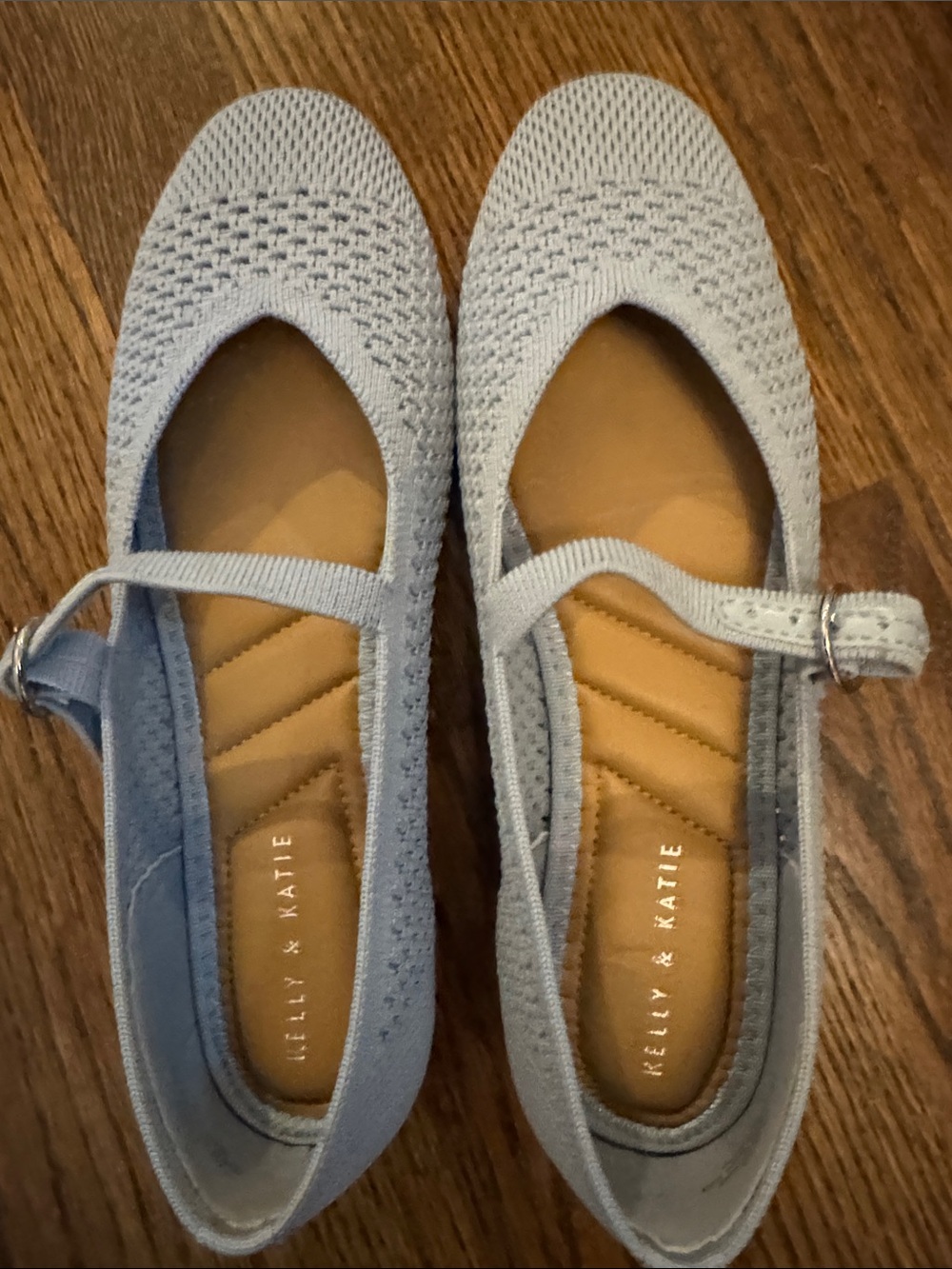 Kelly & Katie Light Blue Knit Mary Jane Flats